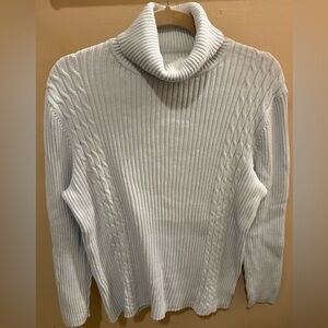 NWOT Eddie Bauer Cable Knit Ribbed Turtleneck Sweater Pale Blue Women’s XXL Tall